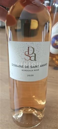 Vin Rosé sec Domaine Saint Amand 2020 France Bordeaux Bordeaux rosé