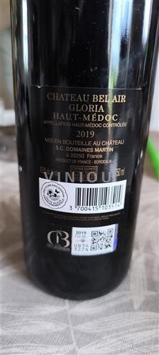 Bordeaux Haut-Médoc Cru Bourgeois Château Bel Air Gloria 2019