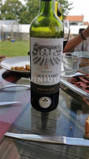 Vin Rouge sec Château Haut Closet 2022 France Bordeaux AOC