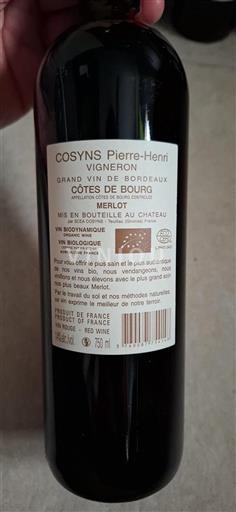 Bordeaux Côtes-de-bourg Cosyns Pierre-Henri 2019