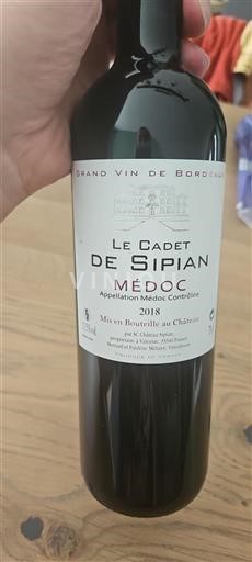 Bordeaux Médoc Château Sipian Le Cadet de Sipian 2018