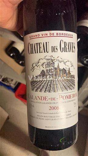 Bordéus Lalande-de-Pomerol Château Des Graves 2008