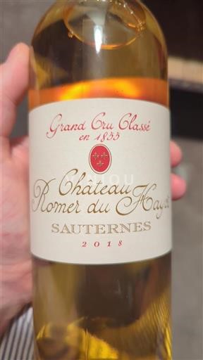 Bordeaux Sauternes Grand Cru Château Romer du Hayot 2018