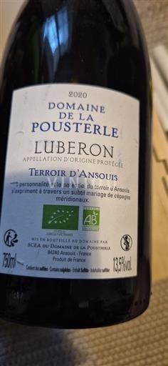 Rhônen laakso Luberon Domaine La Pousterle Terroir d'Ansouis 2020