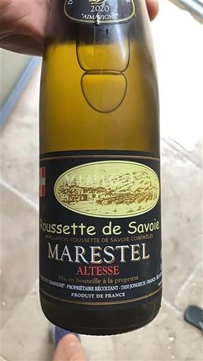 Vin Blanc sec Marestel Aimavigne 2020 France Savoie et Bugey Roussette-de-savoie