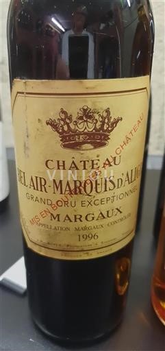 Bordeaux Margaux Grand Cru Château Bel Air-Marquis Aligre Grand Cru Exceptionnel 1996