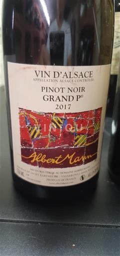 Alsace Grand Cru Albert Mann Pinot Noir Grand P 2017