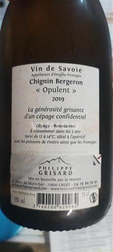 Savoie og Bugey Chignin-Bergeron Philippe Grisard Opulent 2019