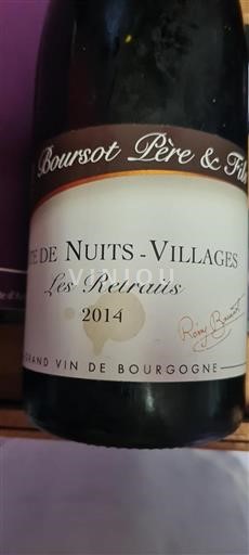 Bourgogne Côte de nuits villages Boursot Père & Fils Les Retraits 2014