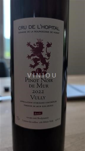 Fribourg Vully Cru de l'Hôpital Pinot Noir de Mur 2022
