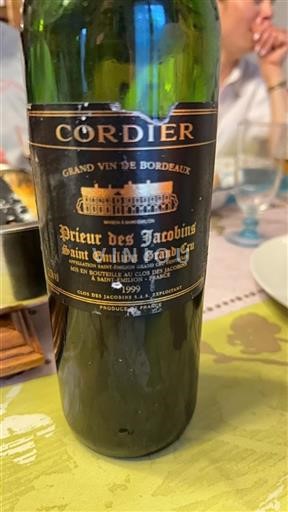 Bordeaux Saint-Émilion Grand Cru Grand Cru Clos des Jacobins Prieur des Jacobins 1999