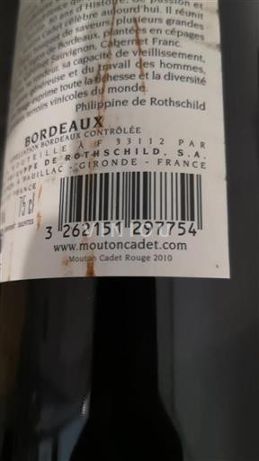 Bordeaux Mouton Cadet Rouge 2010
