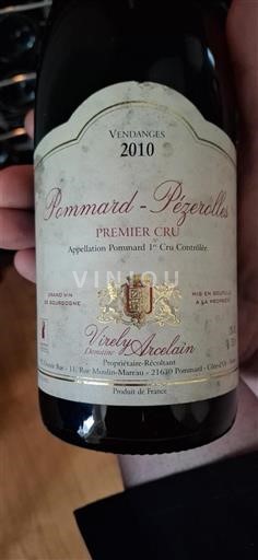 Borgogna Pommard Premier Cru Domaine Virely-Arcelain Pézerolles 2010