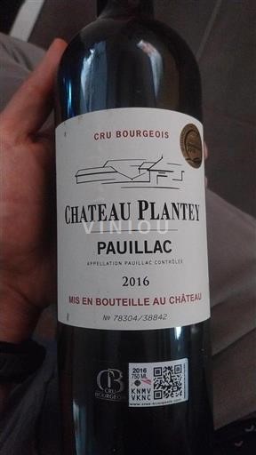 Bordeaux Pauillac Cru Bourgeois Château Plantey 2016