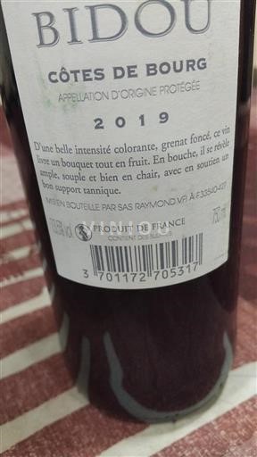 Bordeaux Côtes-de-bourg Bidou 2019