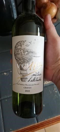 Vin Blanc sec 113 mètres d'altitude Château Beauregard Ducasse 2022 France Bordeaux Graves