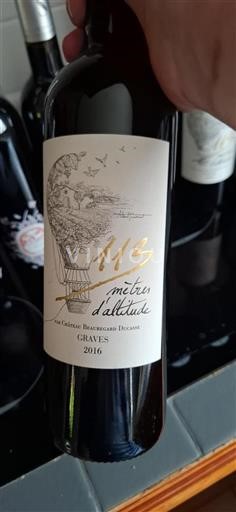 Bordeaux Graves Château Beauregard Ducasse 113 mètres d'altitude 2016