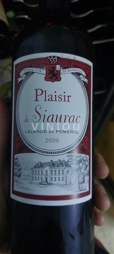 Bordeaux Lalande-de-pomerol Château Siaurac Plaisir de Siaurac 2020
