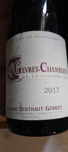 Borgogna Gevrey-Chambertin Domaine Berthaut-Gerbet 2017