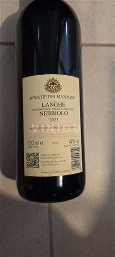 Vin Rouge sec Rocche dei Manzoni 2022 Italie Piémont Langhe