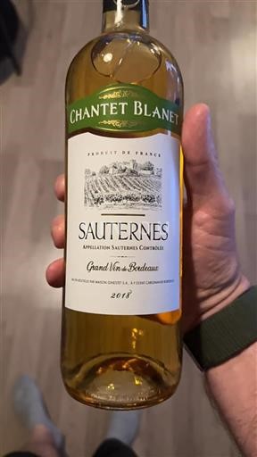 Bordeaux Sauternes Chantet Blanet 2018