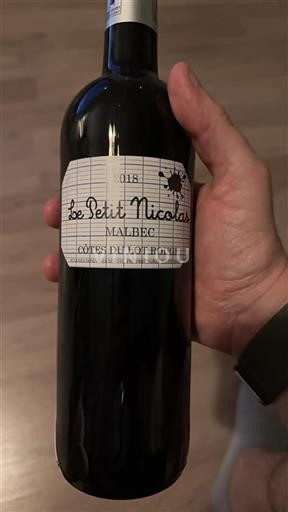 Sydvestfrankrig Côtes du Lot Le Petit Nicolas 2018