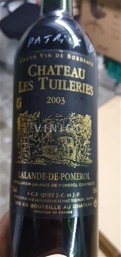 Bordeaux Lalande-de-Pomerol Château Les Tuileries 2003