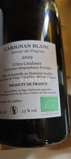 Languedoc og Roussillon Catalansk skråning Domaine Gardiés Terroir de Vingrau 2019