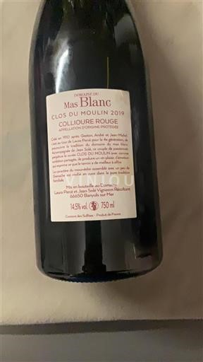 Roussillon Collioure Mas Blanc Clos du Moulin 2019