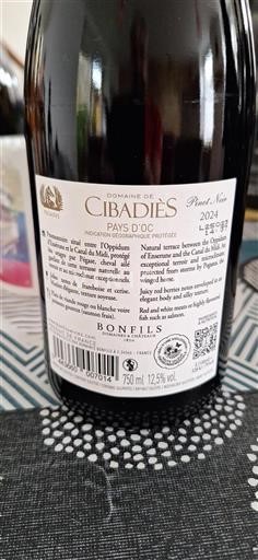 Languedoc og Roussillon Pays d'Oc Domaine Cibadiès Pinot Noir 2024