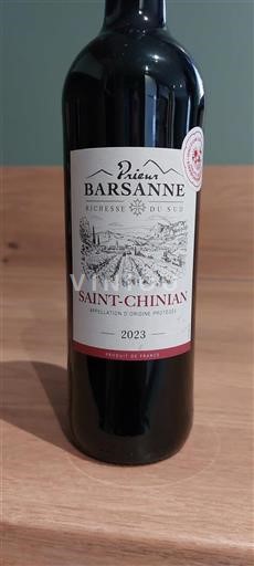 Vin Rouge sec Prieur Barsanne 2023 France Languedoc Saint-Chinian AOC