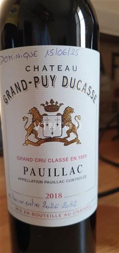 Bordeaux Pauillac Grand Cru Château Grand-Puy Ducasse 2018