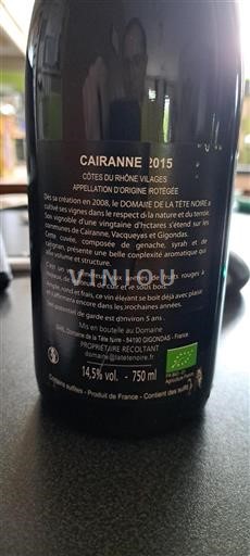 Rhônevallei Cairanne Domaine La Tête Noire 2015