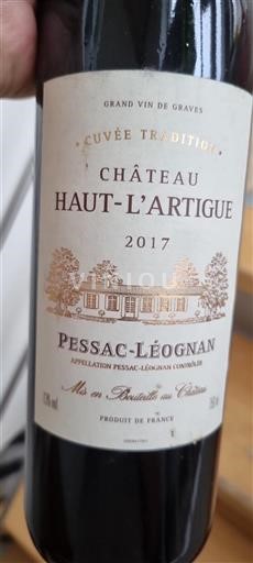 Bordeaux Pessac-Léognan Château Haut-L'Artigue Tradition 2017