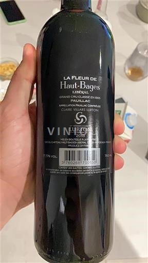 Bordeaux Pauillac Grand Cru Haut-Bages Libéral La Fleur de 2018