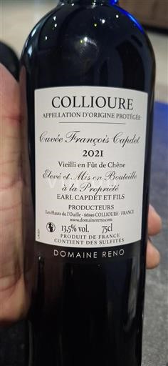 Roussillon Collioure Domaine Reno François Capdet 2021
