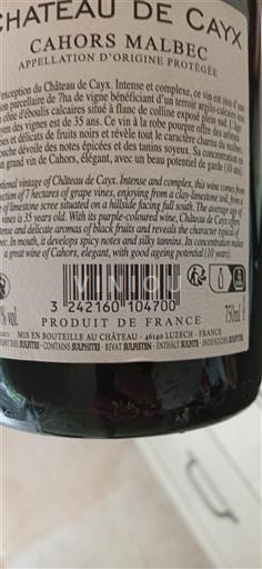 Sudoeste Cahors Château Cayx 2018