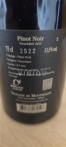 Neuenburg Neuchâtel AOC Domaine Montmollin Pinot Noir 2022