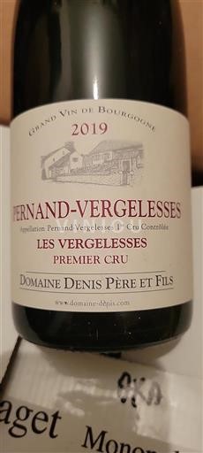 Vin Rouge sec Les Vergelesses Domaine Denis Père et Fils 2019 France Bourgogne Pernand-vergelesses Premier Cru