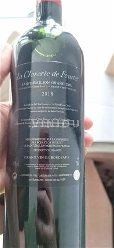 Bordeaux Saint-Émilion Grand Cru Grand Cru Clos Fourtet La Closerie de Fourtet 2018
