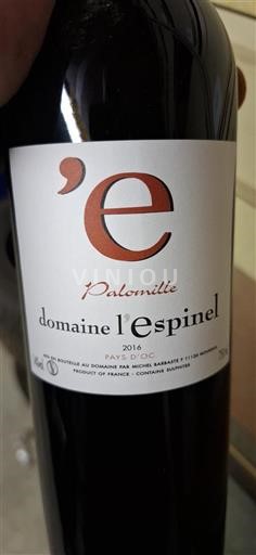 Linguadoca e Rossiglione Paese d'Oc Domaine L'Espinel Palomille 2016