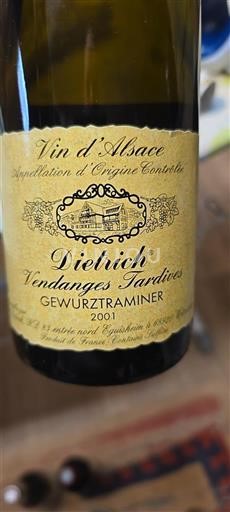Alsace Vendanges Tardives Dietrich Vendanges Tardives 2001