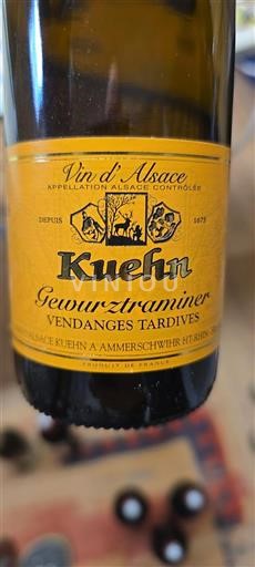 Vin Blanc moelleux Gewurztraminer Vendanges Tardives Kuehn 2008 France Alsace Grand Cru