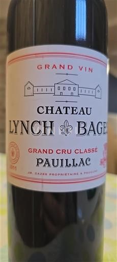 Bordeaux Pauillac Grand Cru Classé Château Lynch-Bages Grand Vin 2011