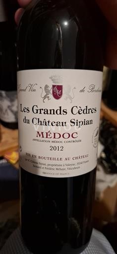 Bordeaux Médoc Château Sipian Les Grands Cèdres 2012