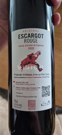 Vaud Cave des 13 Coteaux Escargot Rouge 2022