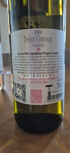 Vaud Côtes de l'Orbe PDO Cave des 13 Coteaux Chasselas 2024