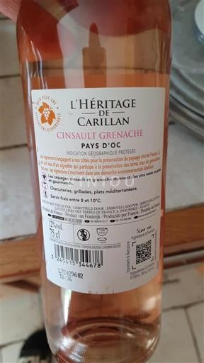 Languedoc-Roussillon Pays d'Oc L'Héritage de Carillan Cinsault Grenache 2023