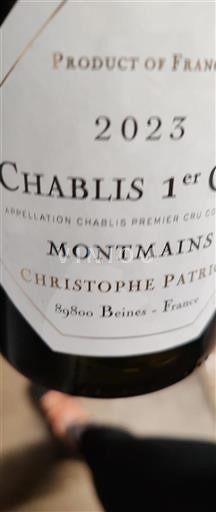 Bourgondië Chablis Premier Cru Christophe Patrice Montmains 2023
