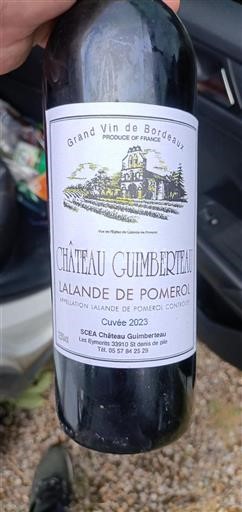 Vin Rouge sec Château Guimberteau 2023 France Bordeaux Lalande-de-pomerol